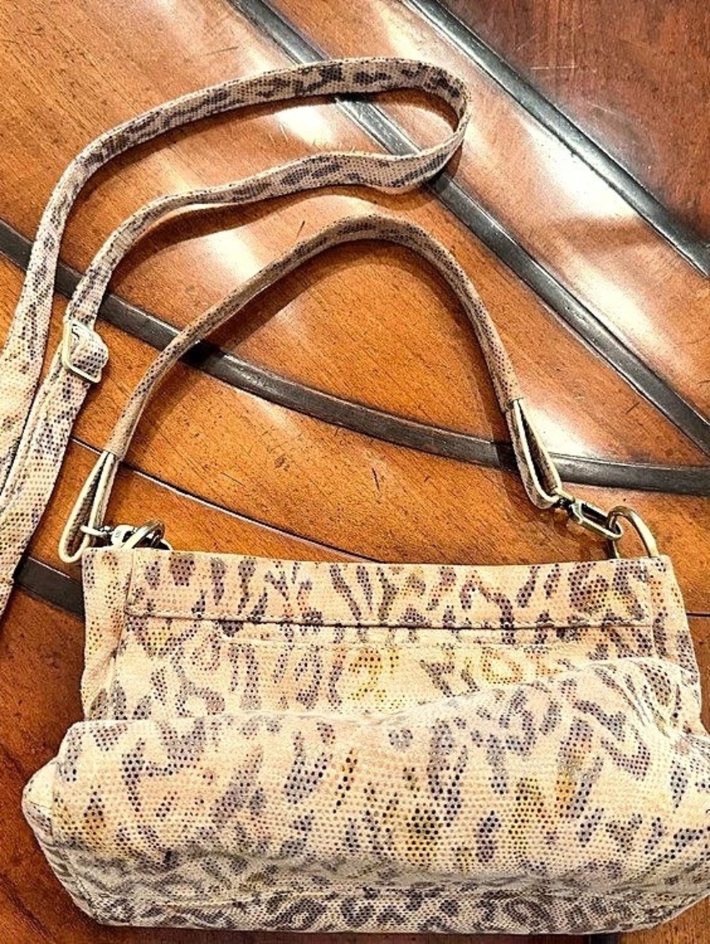 Hobo Animal Print Crossbody Bag in Brown & Beige